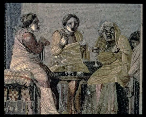 Images Dated 18th June 2013: Magician and her customers. Mosaic from Pompeiis Villa of Cicero, c. 100 a.C