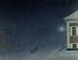 Illuminated Collection: Magistratskaia Street on a Moonlit Evening, 1899. Creator: Pavel Mikhailovich Kosharov