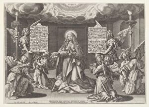 Sadeler I Gallery: Magnificat: The Virgin Surrounded by Music-Making Angels, 1585. Creator: Johann Sadeler I
