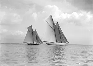 Schooner Gallery: The magnificent schooners Germania and Waterwitch, 1911. Creator: Kirk & Sons of Cowes