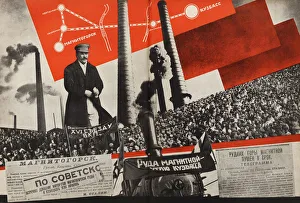 Stalin Prints: Magnitogorsk - Kuzbass. Illustration from USSR Builds Socialism, 1933. Creator: Lissitzky
