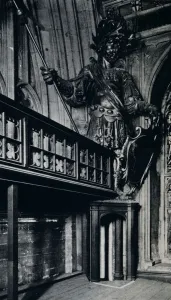 H Granville Fell Prints: Magog (Corineus), one of the two City giants burnt in the London Guildhall fire, 1940