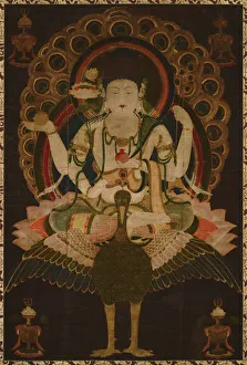 Buddhist Tantras Collection: Mahamayuri Scroll, 12th century. Artist: Anonymous