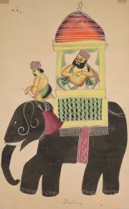 And Tin Paint Gallery: Mahant of Tarakeshwar Rides on an Elephant, 1800s. Creator: Unknown