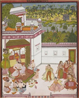 Early 19th Century Prints: Maharaja of Kotah Listening to Music and Watching Dancers, c. 1820. Creator: Unknown