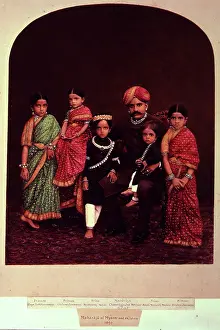 Sari Prints: The Maharaja of Mysore and children, 1890. Creator: Unknown