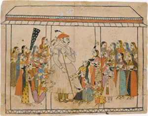 Adored Prints: Maharaja Raj Singh Adored by His Ladies, ca. 1710-20. Creator: Unknown