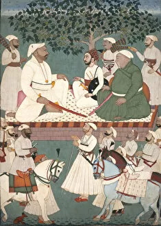 Maharajah Collection: Maharaja Sidh Sen Receiving an Embassy, ca. 1700-10. Creator: Master of the Mandi atelier