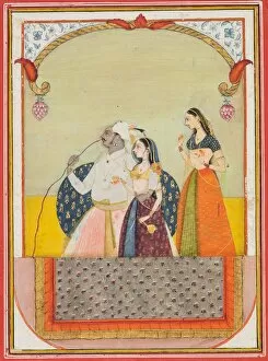 Rajasthan Collection: Maharaja Sri Anand Singhji and his consort, 1729. Creator: Ustad Murad (Indian, active 1700s)