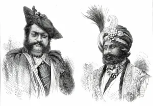 Face Paint Prints: The Maharajah Scindia of Gwalior; The Maharajah of Cashmere, 1876. Creator: Unknown