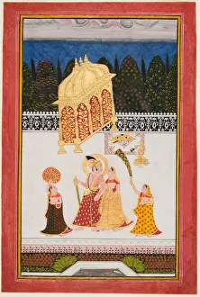 Color On Paper Prints: Maharana Ari Singh (c. 1761-73) and his consort on a terrace, c. 1761. Creator: Unknown