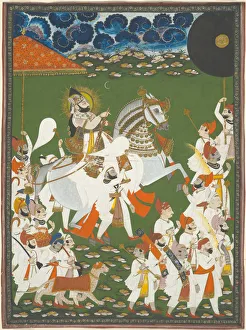 Maharana Prints: Maharana Bhim Singh in Procession, c. 1820. Creator: Unknown