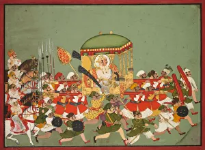 Maharao Chattar Sal (reigned 1758-64) of Kota in a Palanquin, c. 1760. Creator: Unknown