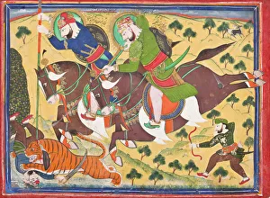 Maharao Ram Singh II of Kota (reigned 1827-1866) - Hunting with Maharao Ram Singh of Bundi, c1880. Creator: Unknown