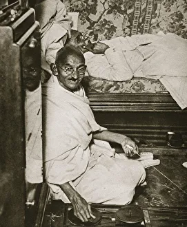 Mohandas Prints: Mahatma Gandhi visiting London for Round Table conferences, September 1931. Artist