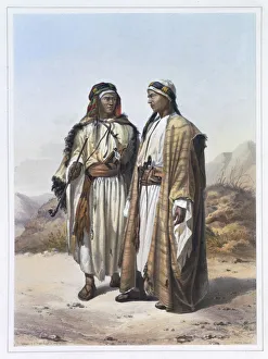 Emile Prisse Davennes Prints: A Mahazi and a Soualeh Bedouin, 1848. Artist: Charles Bour