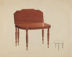 Folding Prints: Mahogany Card Table, c. 1936. Creator: Dorothy Posten