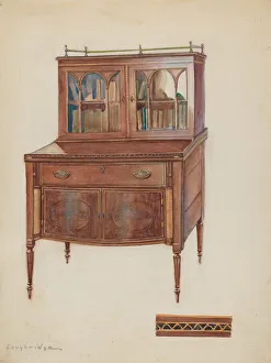 Polished Collection: Mahogany Desk with Bookcase Top, 1936. Creator: George Loughridge