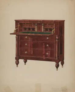 Darby Edward A Prints: Mahogany Desk, c. 1939. Creator: Edward A Darby