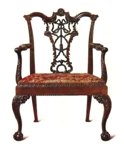 Macquoid Prints: Mahogany ribbon back chair, 1906. Artist: Shirley Slocombe