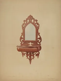 Polished Prints: Mahogany Shaving Mirror, c. 1939. Creator: Parker Cushman