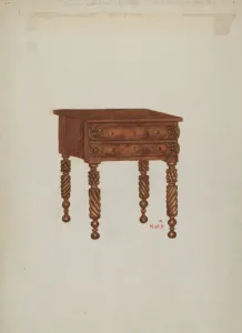 Mahogany Stand with Two Drawers, 1935/1942. Creator: Margaret Stottlemeyer Mahogany Stand with Two Drawers, 1935/1942. Creator: Margaret Stottlemeyer