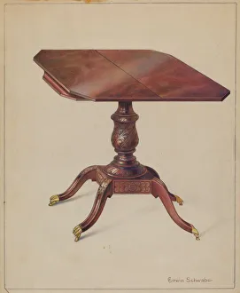 Talon Prints: Mahogany Tilt-top Table, c. 1936. Creator: Erwin Schwabe