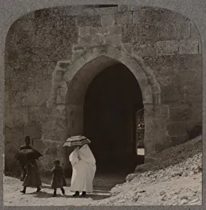 Realistic Travels Prints: Mahommedan women entering Jerusalem by Herods Gate, c1900