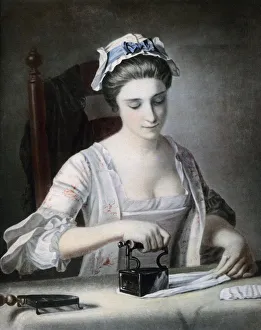 George Morland Prints: A maid ironing, 18th century. Artist: George Morland