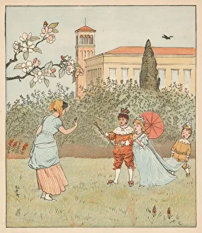 Blossom Prints: The Maid and the Jenny Wren, 1880. Creator: Randolph Caldecott