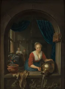 Maidservant Prints: Maid at the window, c. 1660. Artist: Dou, Gerard (Gerrit) (1613-1675)