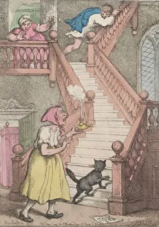 Breast Gallery: A Maiden Aunt Smelling Fire, May 4, 1806. May 4, 1806. Creator: Thomas Rowlandson
