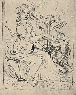 Maiden with a Unicorn, c1478-1480 (1945). Artist: Leonardo da Vinci Maiden with a Unicorn, c1478-1480 (1945). Artist: Leonardo da Vinci