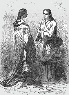 Kyoto Prints: Maids of the court ladies at Kioto; A European Sojourn in Japan, 1875. Creator: Unknown