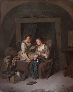 Hardship Prints: Two Maids Drinking and Smoking, 1663. Creator: Cornelis Bega