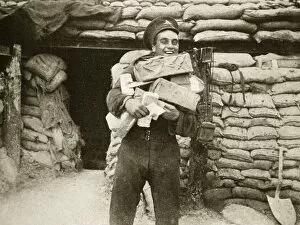 Dugout Gallery: The mail arrives during the Battle of the Somme, France, World War I, 1916. Artist