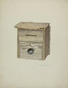 Pillar Box Prints: Mail Box, c. 1937. Creator: Marjorie Lee