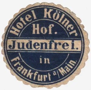 Mail sticker for the guests of the Hotel Kolner Hof in Frankfurt am Main, c. 1900 Mail sticker for the guests of the Hotel Kolner Hof in Frankfurt am Main, c. 1900