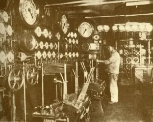 Leonard Prints: The Main Engine Control Platform of the Aquitania. c1930. Creator: Unknown