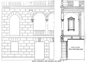 Jolly Madison Towers Prints: Main entrance and loggia on 38 Street, Fraternity Clubs Building, New York City, 1924