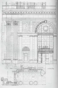 Plans Prints: Detail of main entrance, Los Angeles Biltmore Hotel, Los Angeles, California, 1923