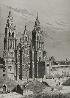 Unesco Prints: Main facade or Obradoiro, Cathedral of Santiago de Compostela
