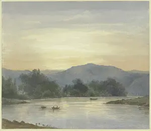 Rowing Boat Prints: The Main near Kleinheubach, 1873. Creator: Ernst Morgenstern