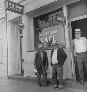 Rooming House Prints: Main street, Gibson, California, 1938. Creator: Dorothea Lange