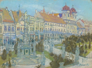 1919 Prints: On the main street in Kosice, 1919. Creator: Konstantin Bauer