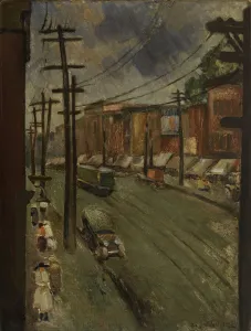 Telegraph Poles Prints: Main Street, Montreal, 1928. Creator: Louis Wiesenberg