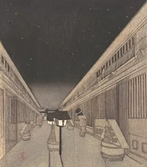 Yoshiwara Gallery: Main Street of the Yoshiwara on a Starlight Night, 1852-64. 1852-64