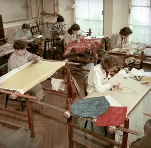 Student Prints: The Main Workroom, Royal School of Needlework, c1955. Creator: Arthur Charles Kirby Ware