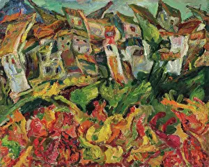 Landscapeexpressionismpainting Prints: Maisons aux toits pointus (Houses with pointed roofs)