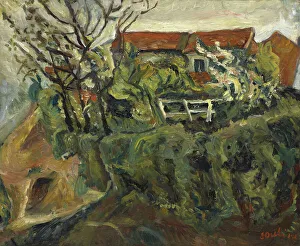 Chaim 1893 1943 Prints: Maisons dans un paysage, ca 1918-1919. Creator: Soutine, Chaim (1893-1943)